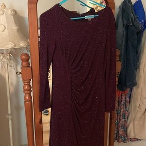 Gorgeous Calvin Klein Burgundy Glittery Fabric Evening Gown - size 12
